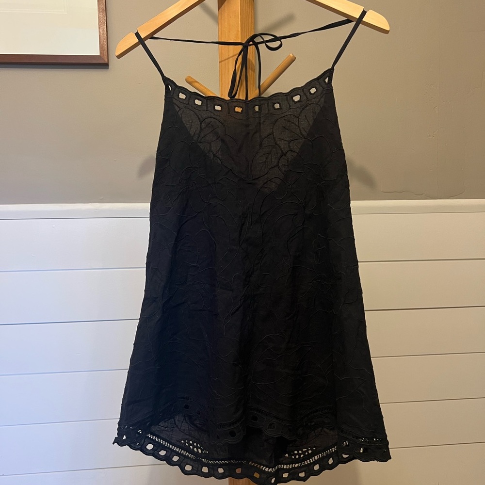 Anthropologie Black Lace Sleeveless Top